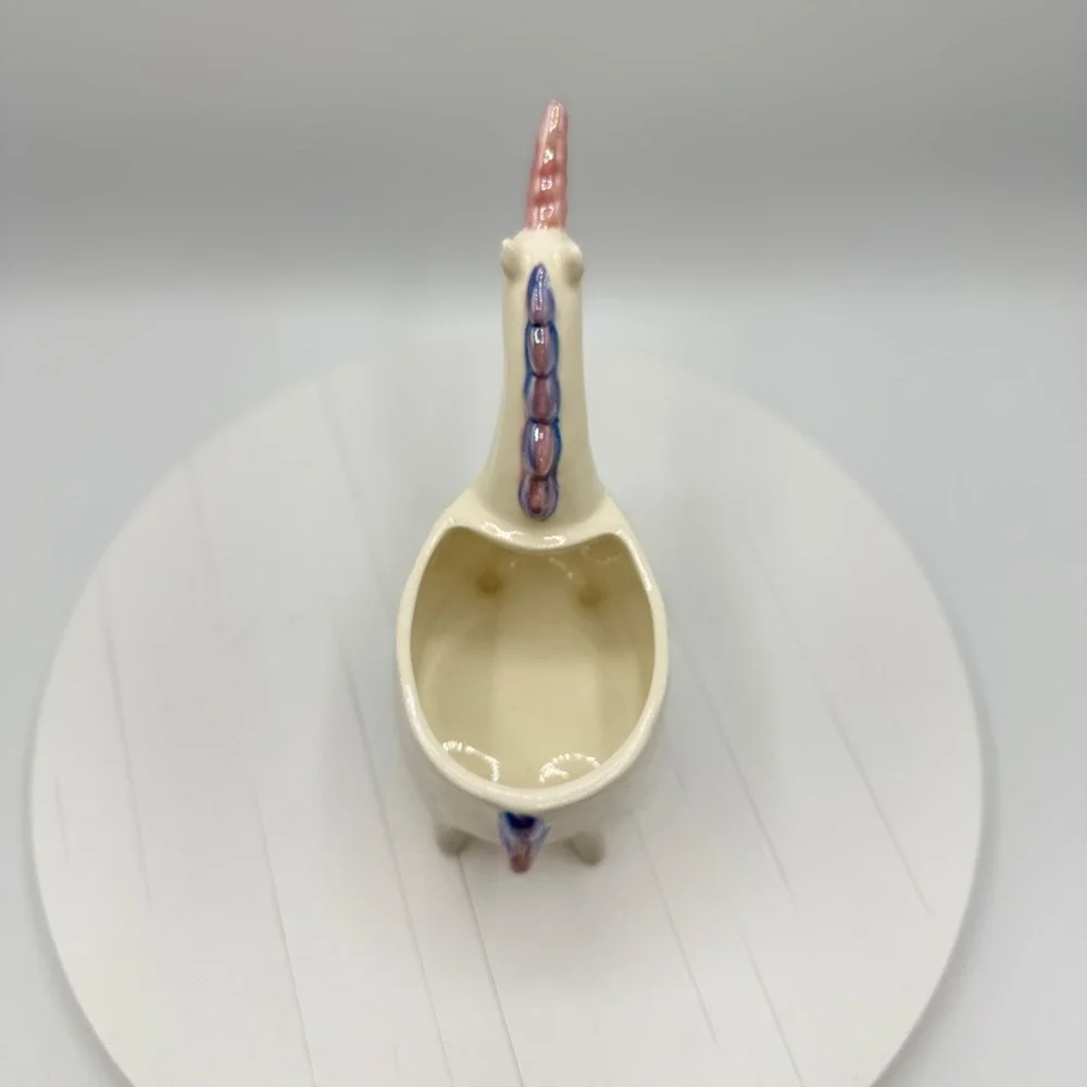 Adorable Unicorn Planter with Pink and Purple Iridescent Horn, Mane and Tail 7